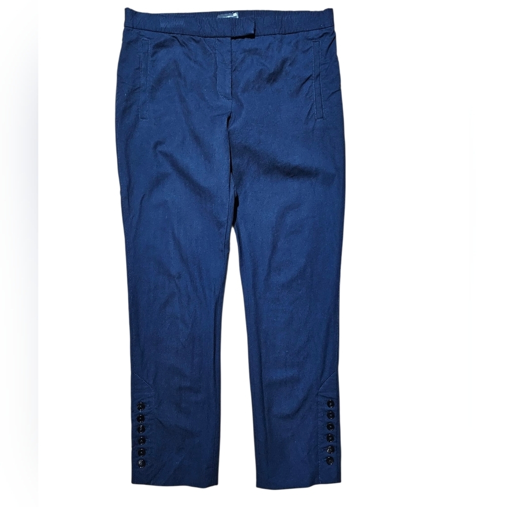 JOSEPH Navy Blue Capri Trousers Pants Side Leg Buttons 40 (US 12) - Picture 1 of 9
